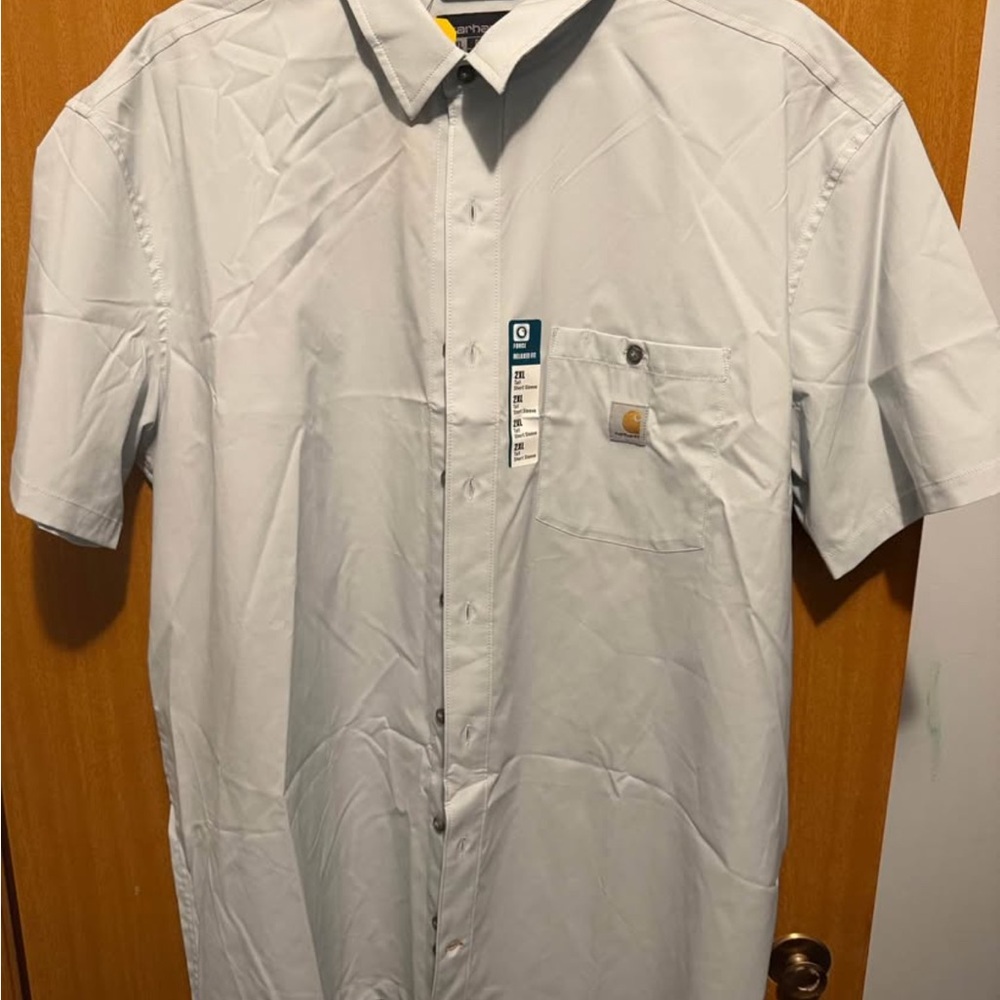 Carhartt Men's Casual Button Down in Light Gray